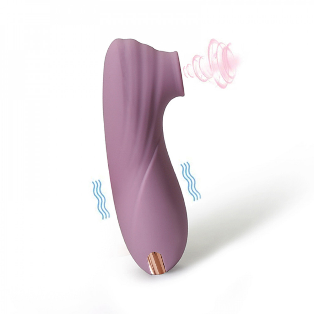 Вібропулі та міні-вібратори - Кліторальний вібратор Sweet Em з вакуумом, сіро-фіолетовий, 11 см 1