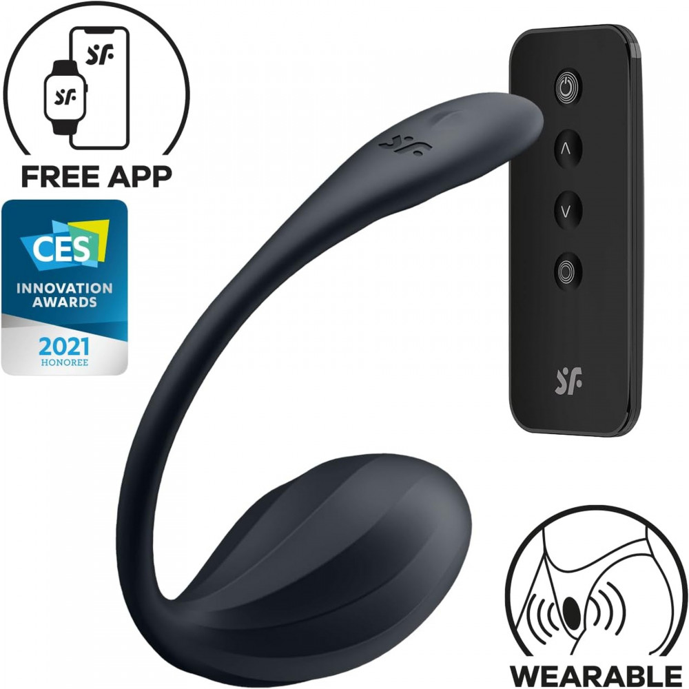 Разное - Вибратор в трусики Satisfyer Ribbed Petal с приложением и пультом, черный