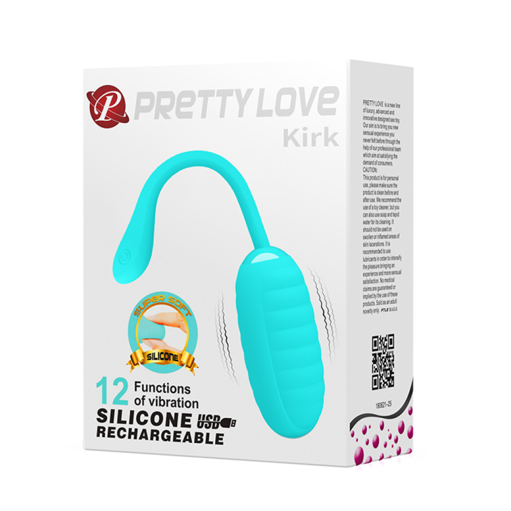 Вагинальные шарики и тренажеры - Виброяйцо Pretty Love Kirk силиконовое, голубое, 19.7 х 3.5 см 10