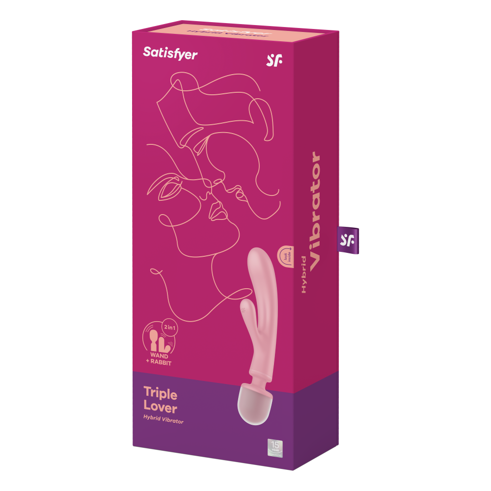 Вибратор - 2 в 1: вибратор-кролик + массажер Triple Lover цвет: розовый Satisfyer (Германия) 1