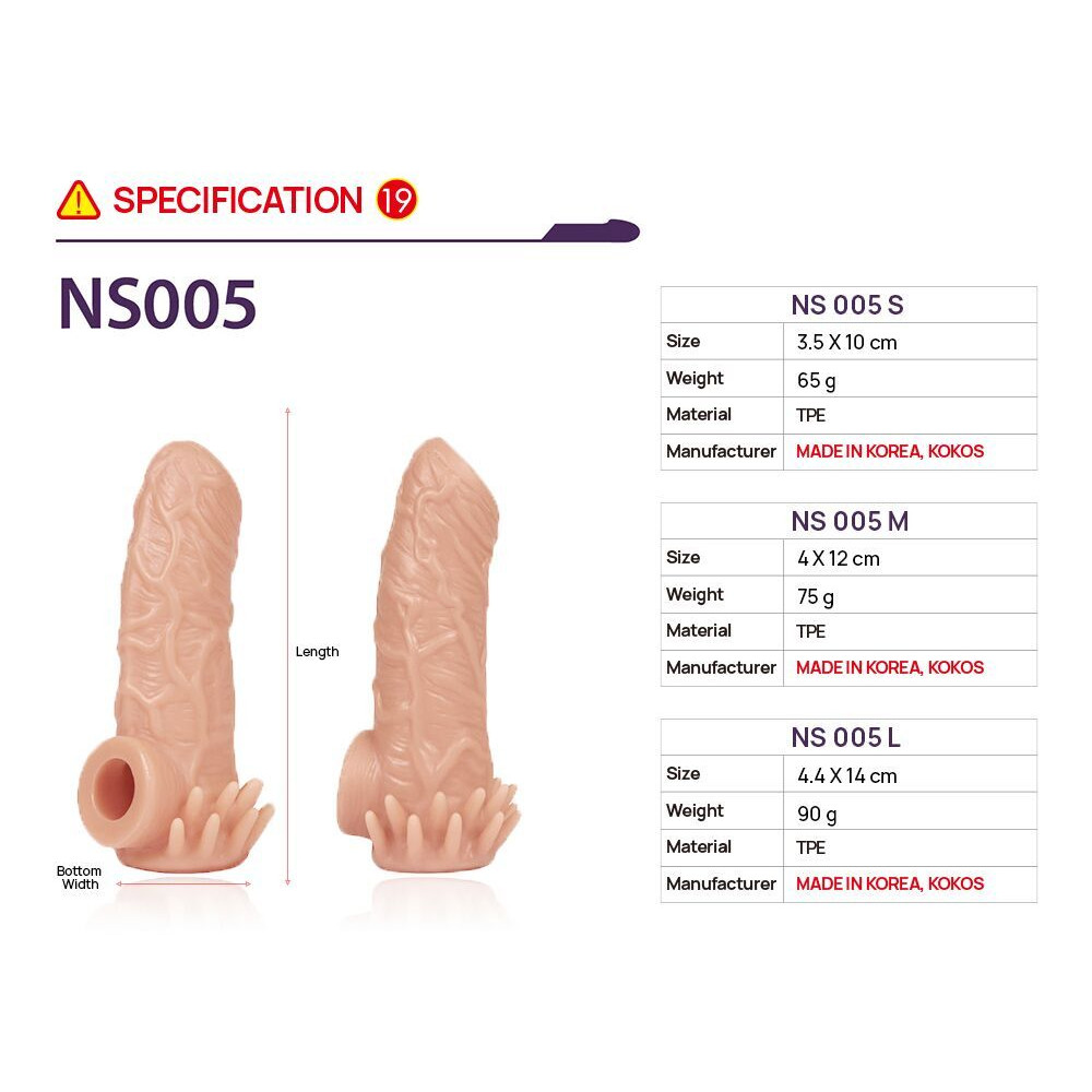 Ерегційні кільця без вібрації - Насадка на член Kokos Nude Sleeve NS 005 S 3