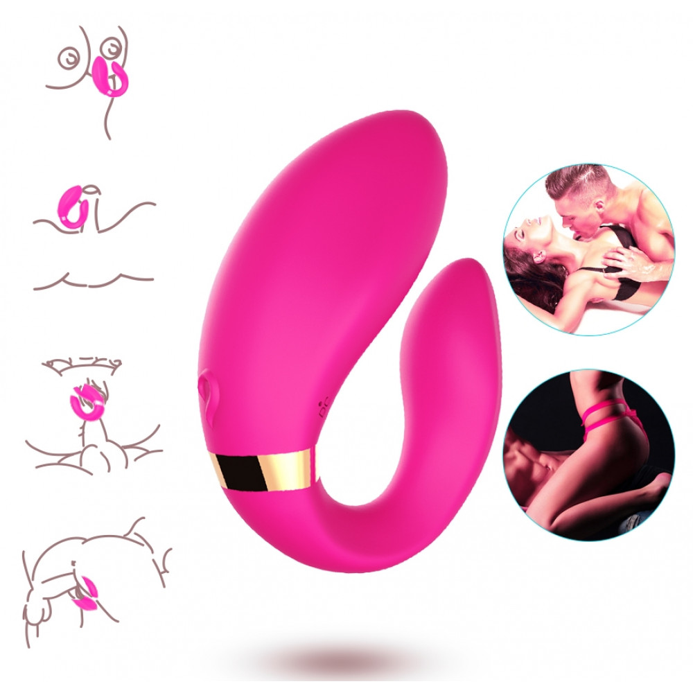 Вибратор - Вибромассажер для пар Boss Series с пультом ДУ - Couple Vibrator Pink USB 9 Function, BS5200030 4