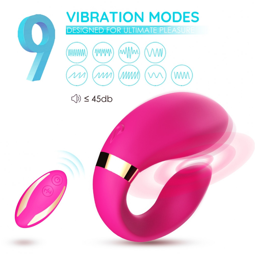 Вибратор - Вибромассажер для пар Boss Series с пультом ДУ - Couple Vibrator Pink USB 9 Function, BS5200030 7