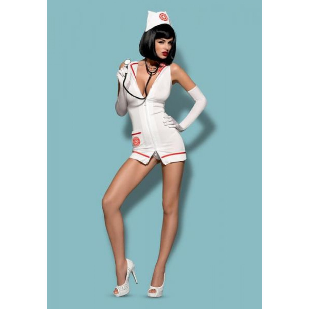Эротические костюмы - Медсестра платье + перчатки emergency dress stetoskop obsessive SM