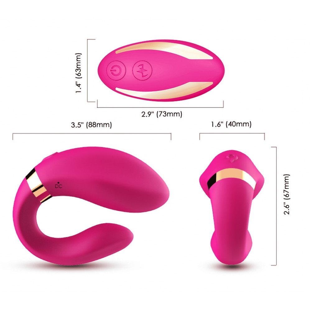 Вибратор - Вибромассажер для пар Boss Series с пультом ДУ - Couple Vibrator Pink USB 9 Function, BS5200030 1