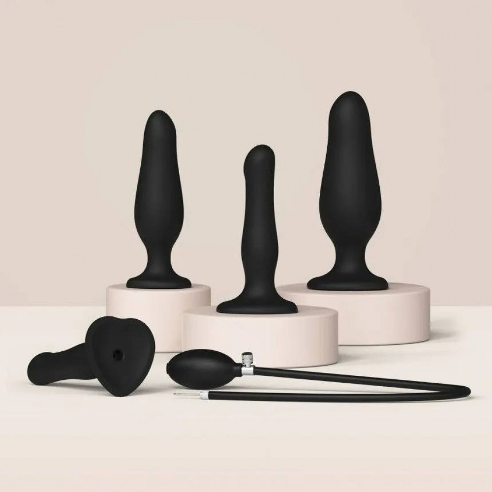 Секс игрушки - Анальная пробка с накачкой нереалистичная Strap-On-Me черная, 19 х 6 см 5