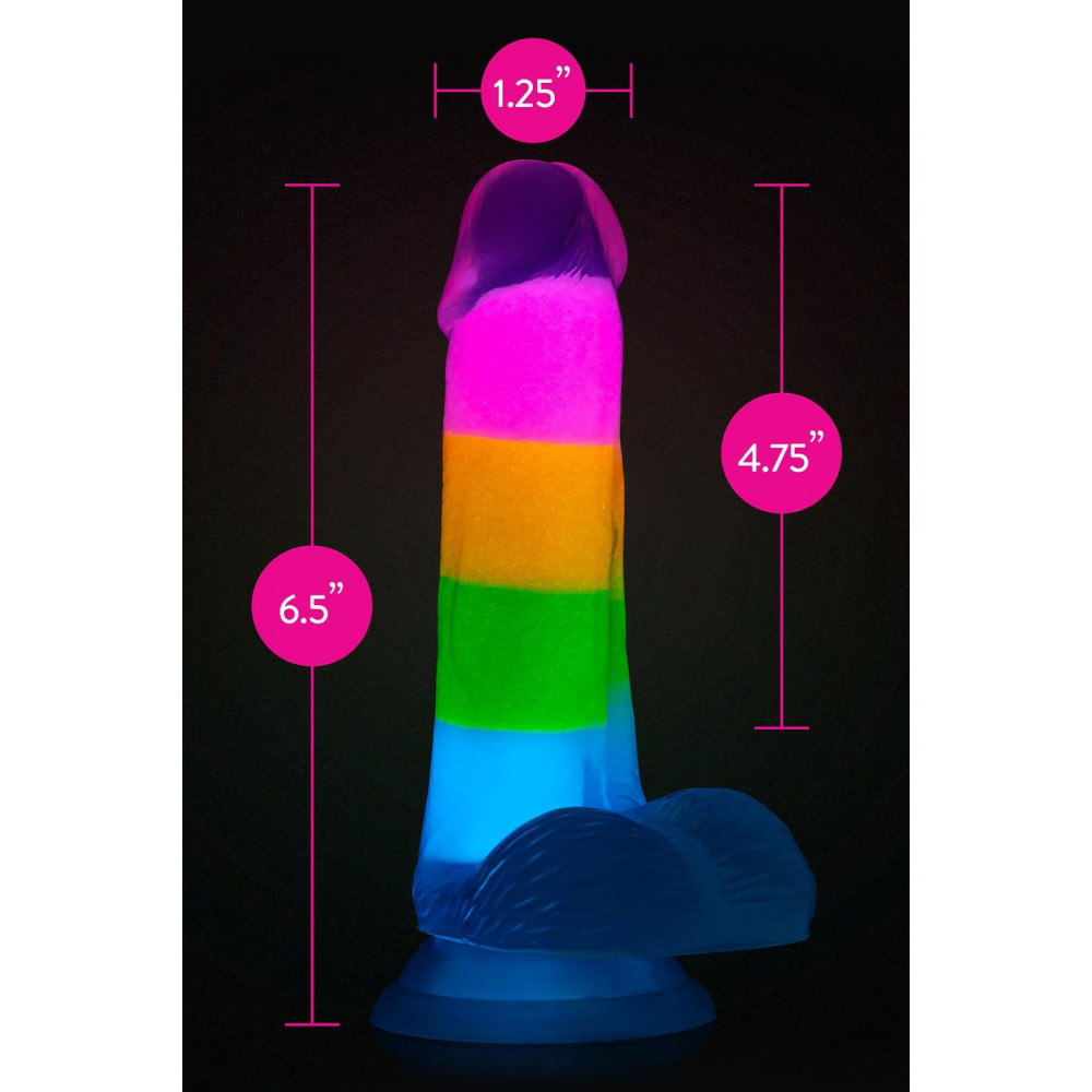 Разное - Фаллоимитатор светящийся в темноте Blush Neo Elite реалистичный на присоске, радужный 4