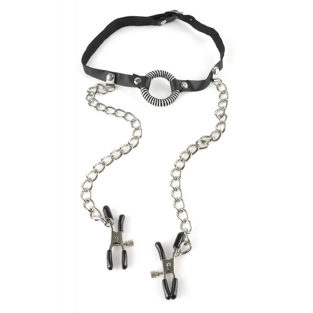 Різне - Кляп із затискачами для сосків Pipedream Fetish Fantasy Series чорний 3