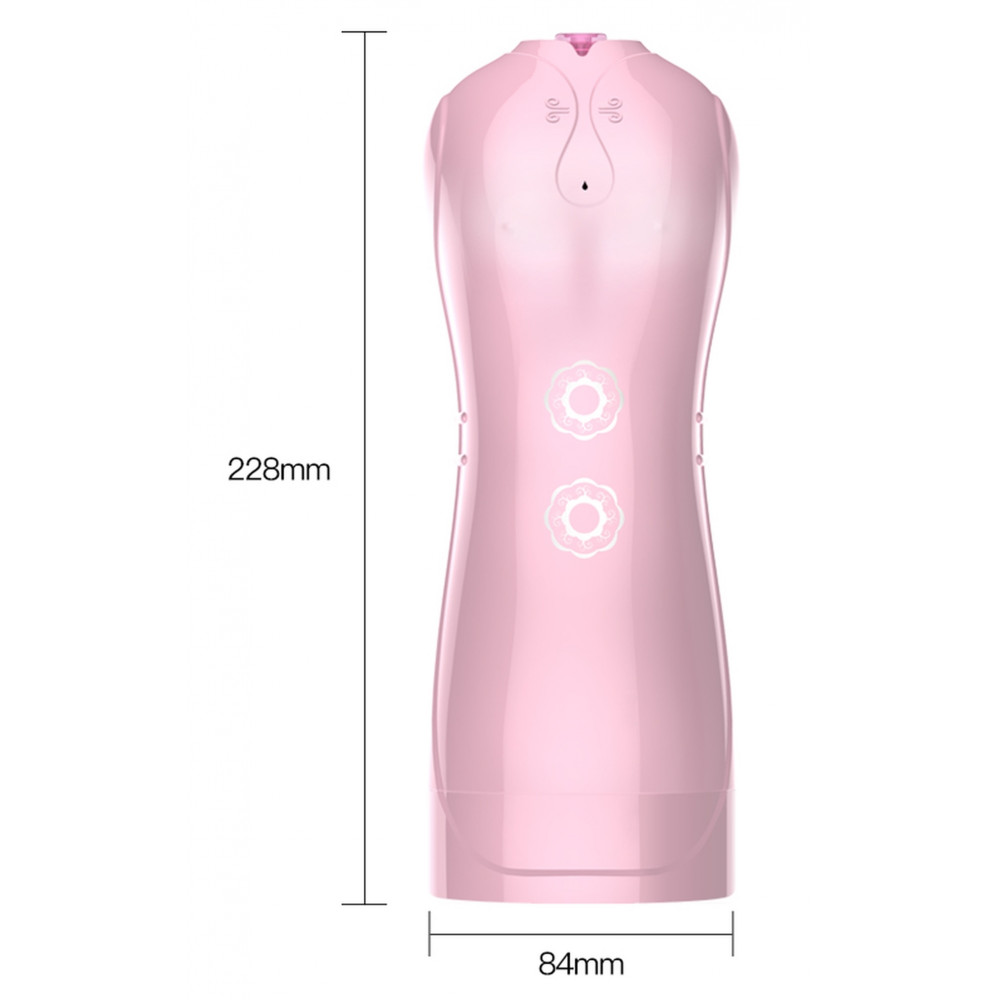 Мастурбаторы вагины - Мастурбатор с вибростимуляцией FOXSHOW Vibrating and Flashing Masturbation Cup Pink USB 7+7 Function, BS6300022 2