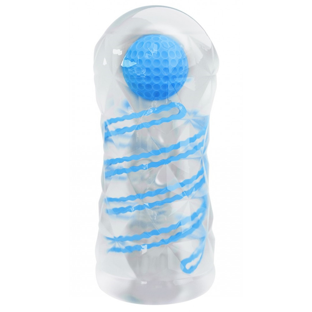 Мастурбаторы вагины - Мастурбатор с внутренней спиральной структурой и стимулирующим шариком Pretty Love - Transparent masturbator Blue, BM-009229N 3