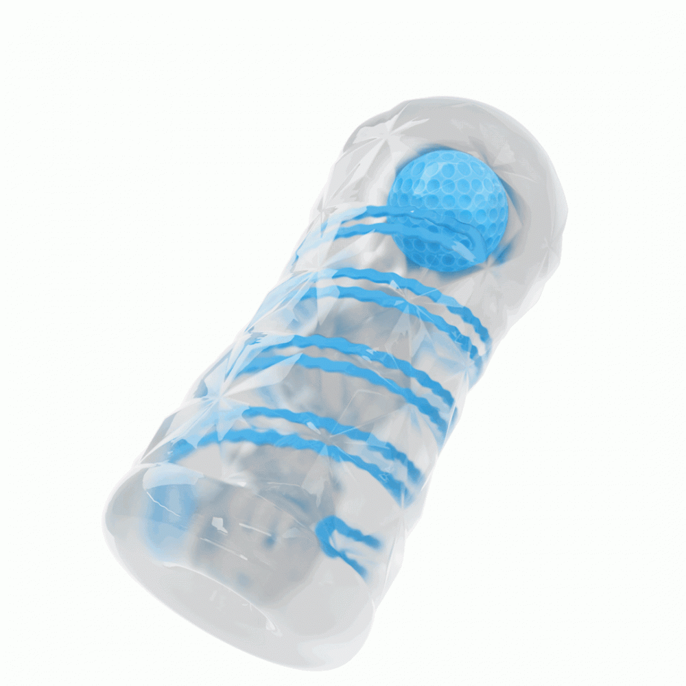 Мастурбаторы вагины - Мастурбатор с внутренней спиральной структурой и стимулирующим шариком Pretty Love - Transparent masturbator Blue, BM-009229N 5