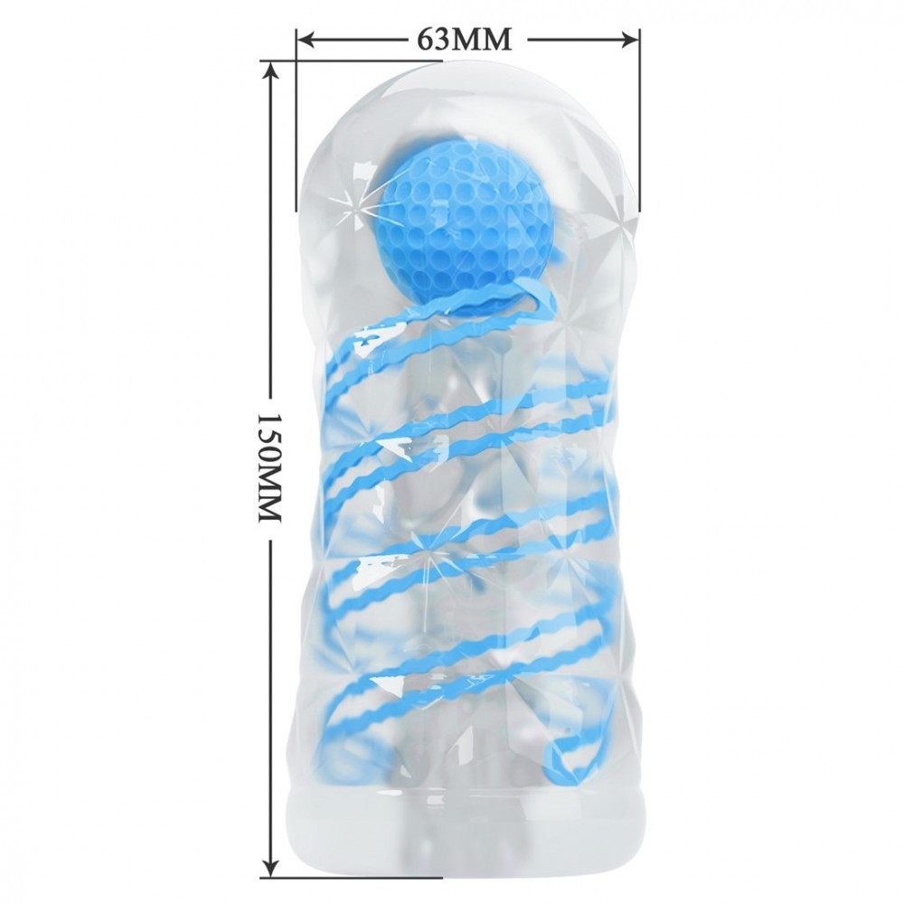 Мастурбаторы вагины - Мастурбатор с внутренней спиральной структурой и стимулирующим шариком Pretty Love - Transparent masturbator Blue, BM-009229N 7