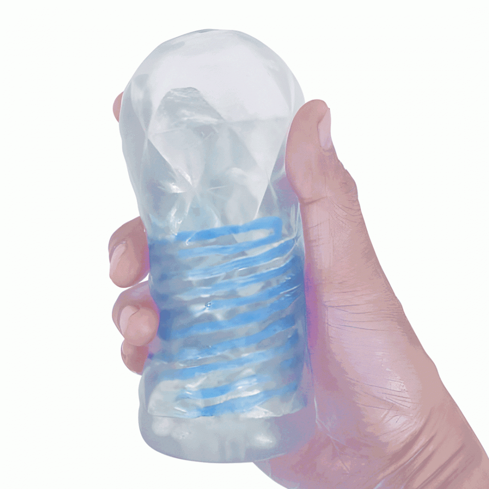 Мастурбаторы вагины - Мастурбатор с внутренней спиральной структурой и стимулирующим шариком Pretty Love - Transparent masturbator Blue, BM-009229N 2