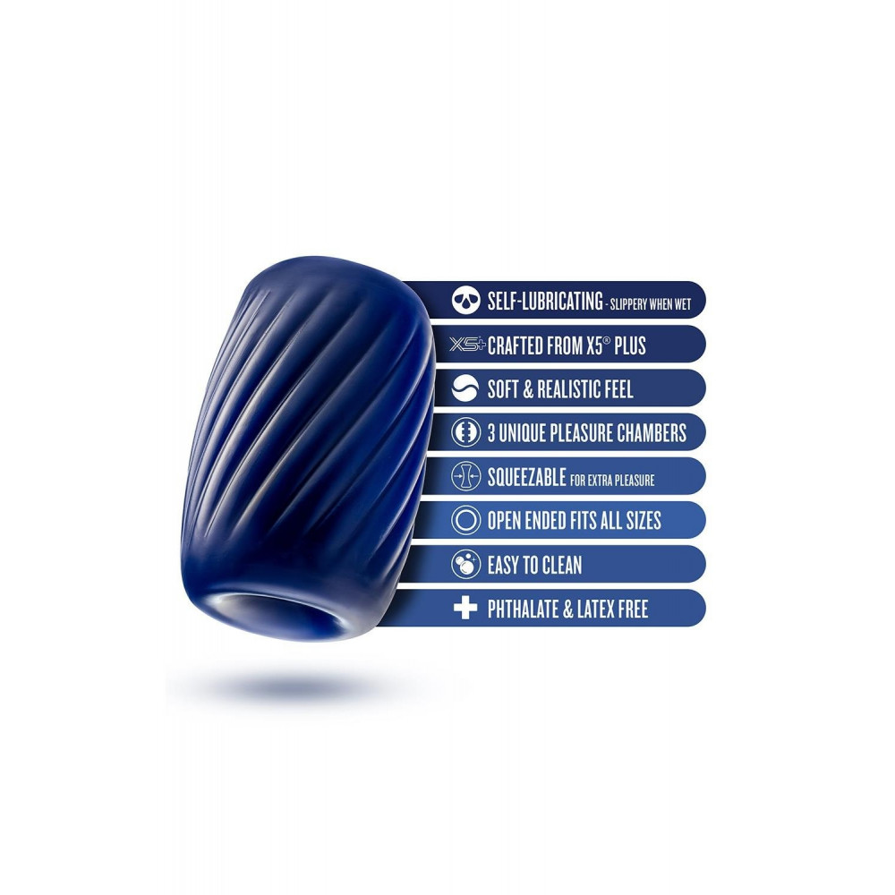 Мастурбаторы без вибрации - Мастурбатор самосмазывающийся Blush Rize синий, 10.1 см 3