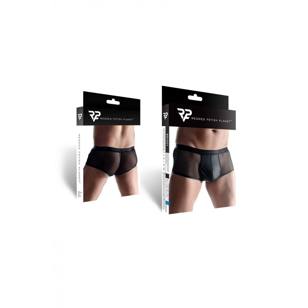 Різне - Чоловічі шорти із вставками сітки Regnes Fetish Planet та мокрим ефектом, чорні, S 3
