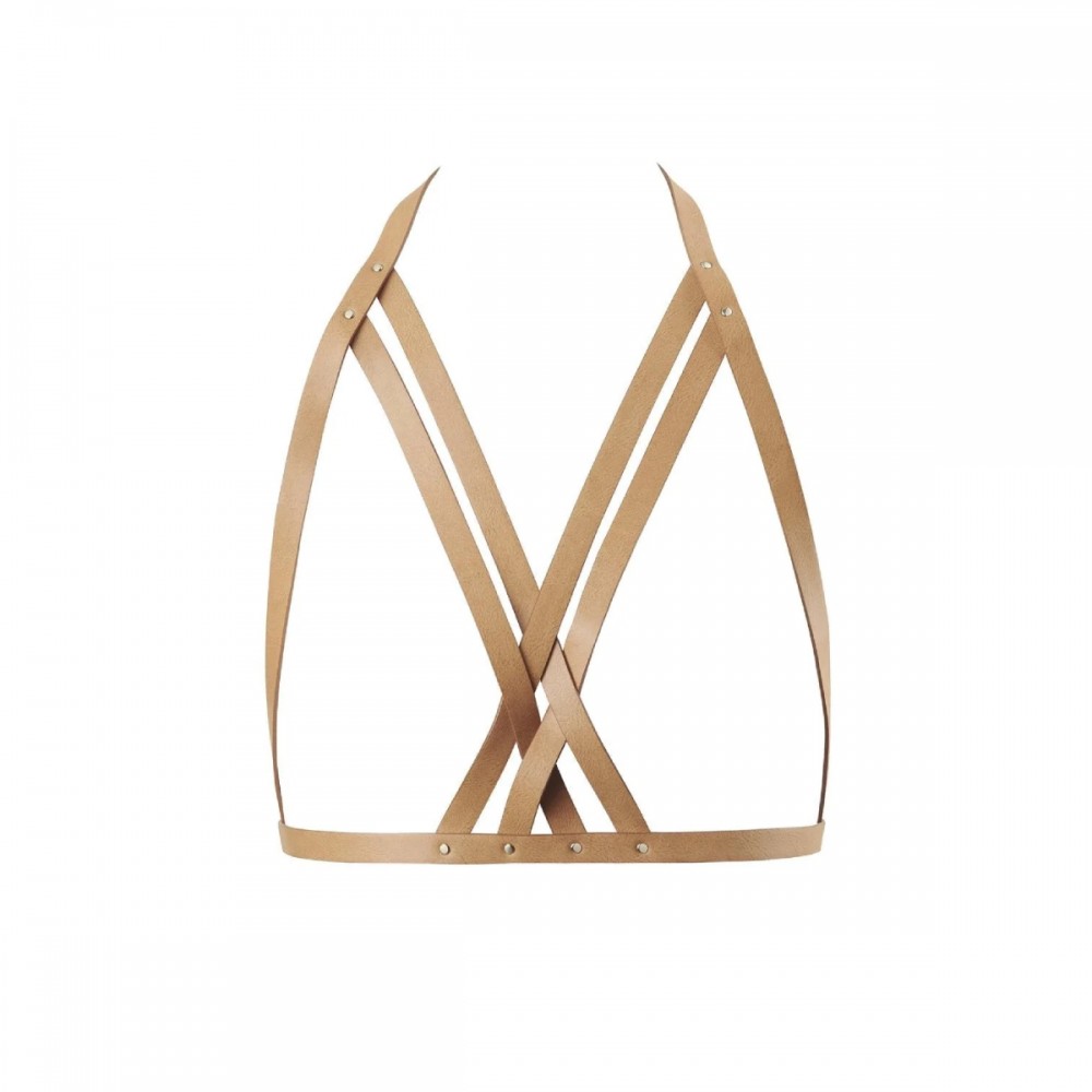 Різне - Портупея Bijoux Indiscrets MAZE - Halter Bra Harness Braun 3