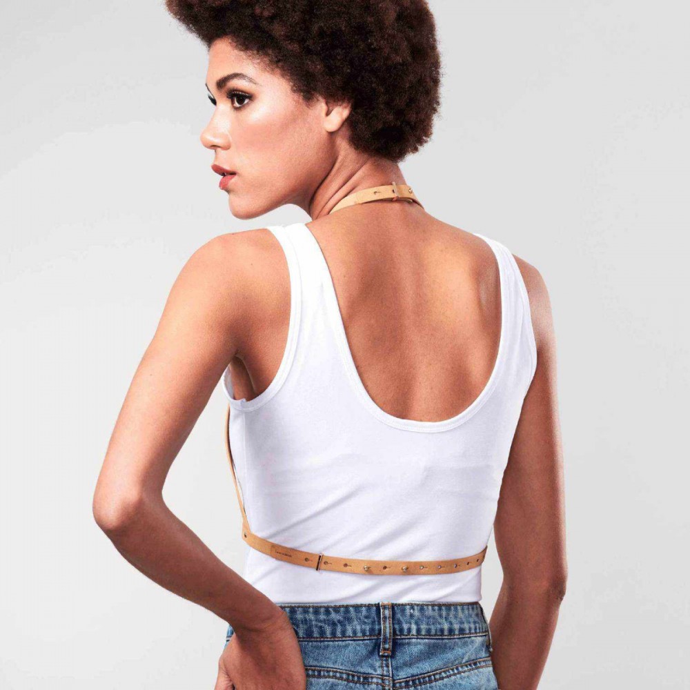 Різне - Портупея Bijoux Indiscrets MAZE - Halter Bra Harness Braun 2