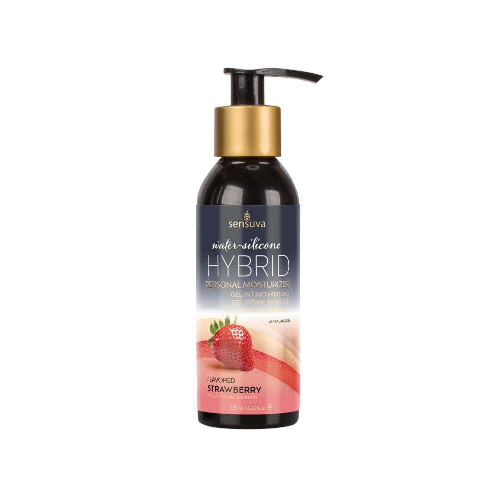 Смазки на гибридной основе - Смазка водно-силиконовая Sensuva Hybrid Strawberry (125 мл) без сахара, можно для оральных ласк