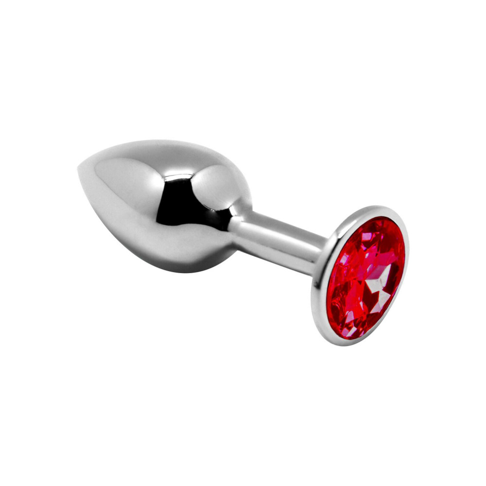 Анальная пробка - Металлическая анальная пробка с кристаллом Alive Mini Metal Butt Plug Red M