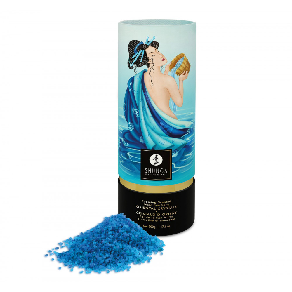 Романтическая атмосфера - Пенящаяся соль для ванны Shunga Dead Sea salt Oriental Crystals — Ocean Temptations (500 г), соль Ме 5