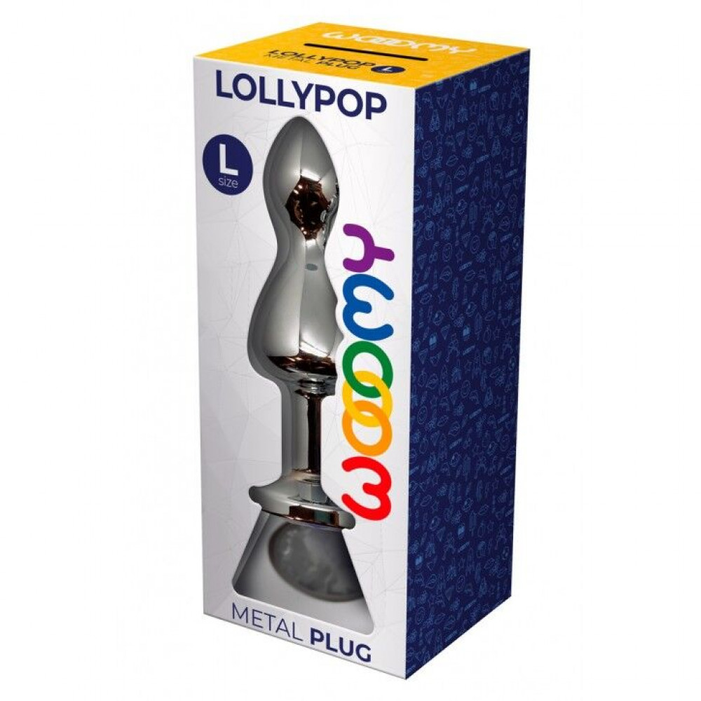 Анальная пробка - Металлическая анальная пробка Wooomy Lollypop Double Ball Metal Plug L диаметр 3,5 см, длина 10,5 см 2