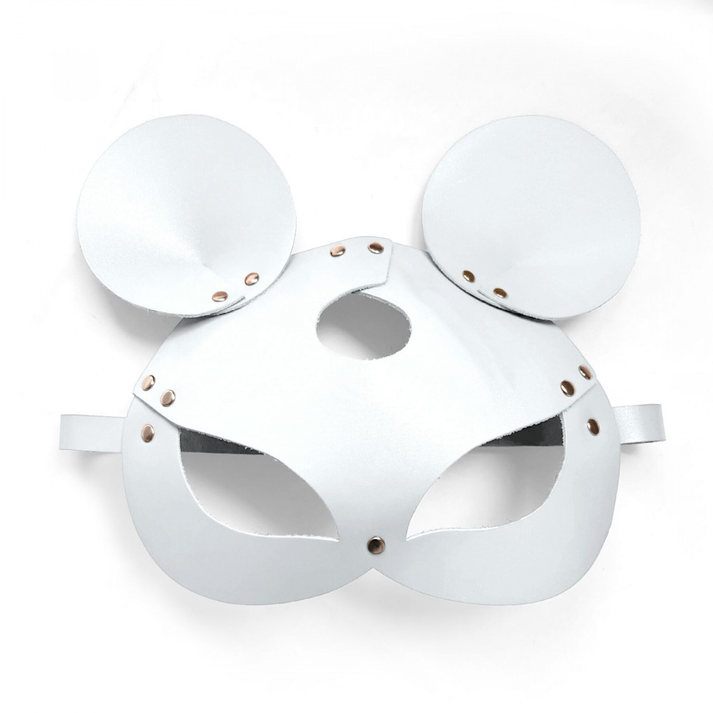 Маски - Кожаная маска зайки Art of Sex - Mouse Mask, цвет Белый 3