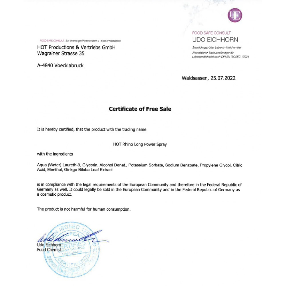  - Спрей пролонгатор для мужчин HOT RHINO, 10 мл 4