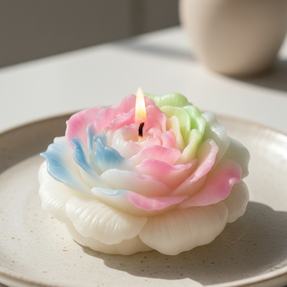 Різне - Свічка люмінесцентна півонія GlowKink низькотемпературна, різнокольорова, L 4