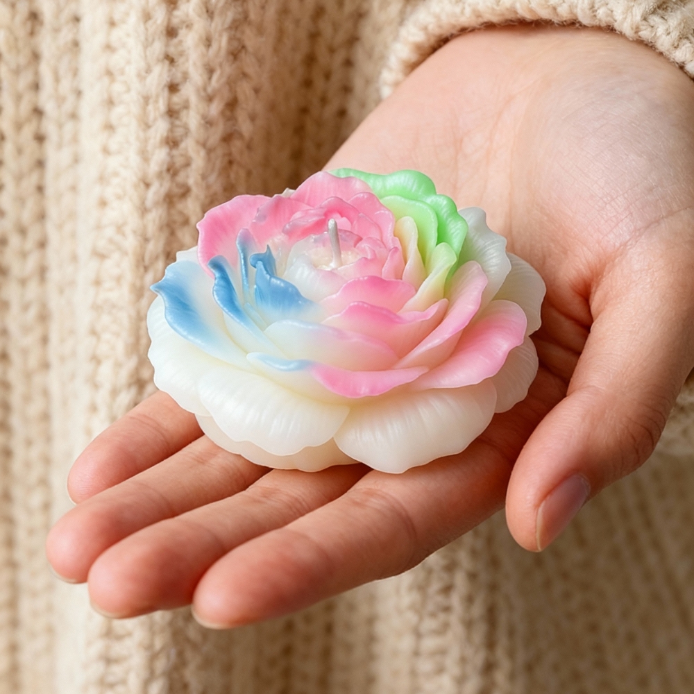 Різне - Свічка люмінесцентна півонія GlowKink низькотемпературна, різнокольорова, L 8