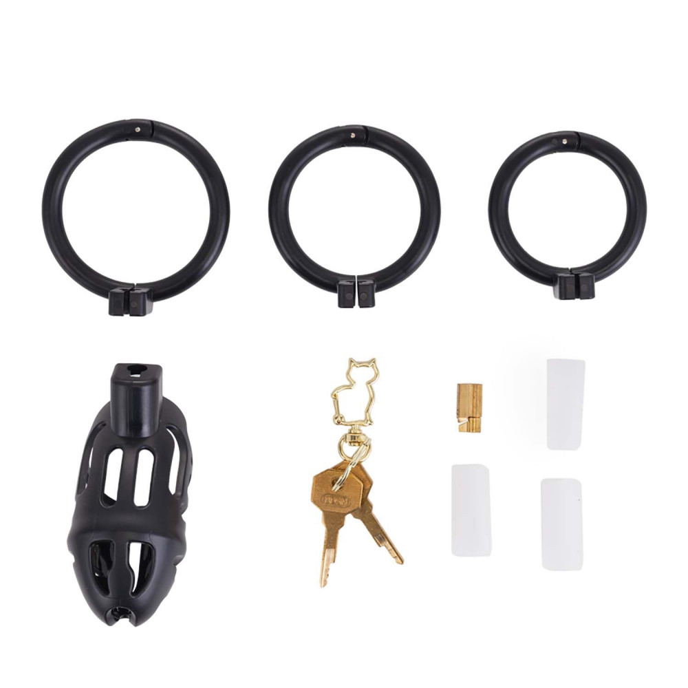 Наручники, веревки, бондажы, поножи - Клетка для пениса LOCKINK SEVANDA Plastic Penis Chastity Cage - Black 4