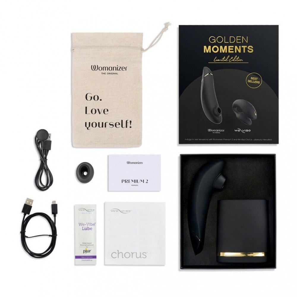 Разное - Премиальный подарочный набор Golden Moments: Womanizer Premium и We-Vibe Chorus Black 4