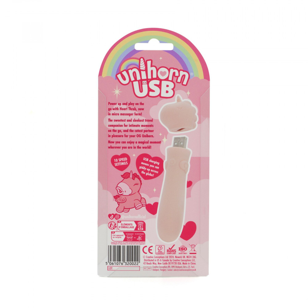 Вибропули и мини-вибраторы - Вибратор-единорожка Unihorn USB Bullet – Heart Throb, вибропуля, USB-зарядка, 10 режимов 4