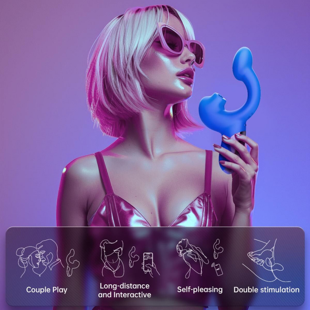 Вибратор-кролик - Смарт-вибратор Magic Motion Ponder Blue, двойная стимуляция, виброяйцо+язычок для клитора 10