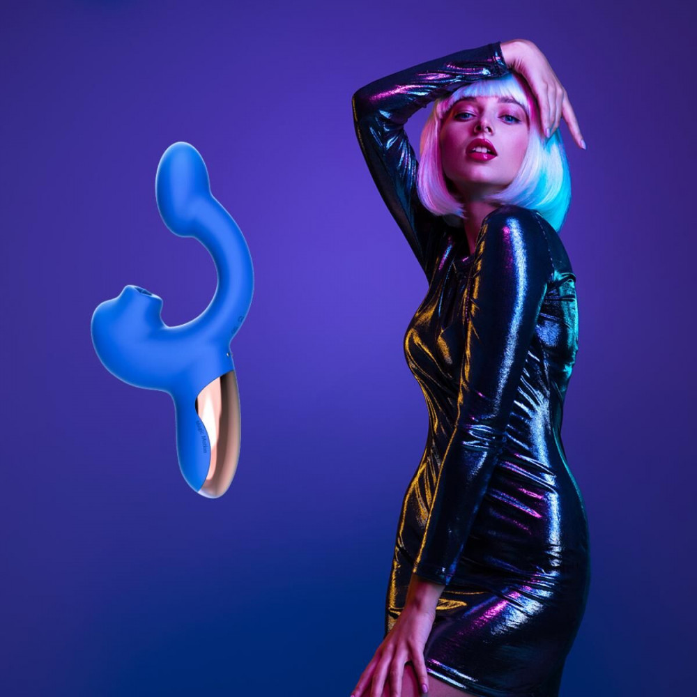 Вибратор-кролик - Смарт-вибратор Magic Motion Ponder Blue, двойная стимуляция, виброяйцо+язычок для клитора 11