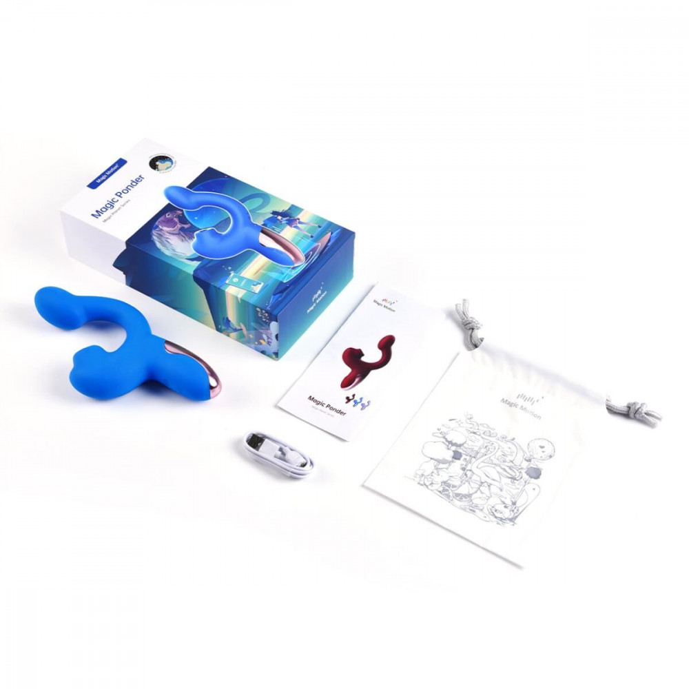 Вибратор-кролик - Смарт-вибратор Magic Motion Ponder Blue, двойная стимуляция, виброяйцо+язычок для клитора 4