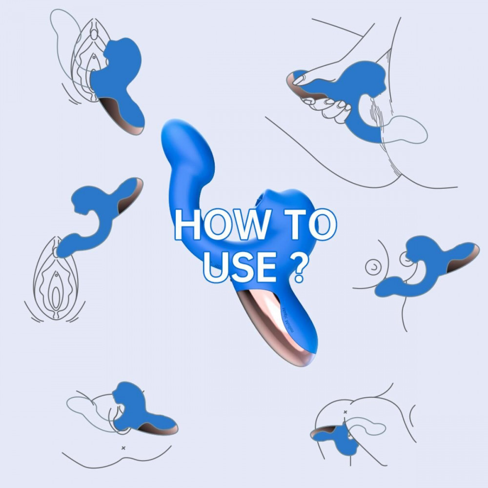 Вибратор-кролик - Смарт-вибратор Magic Motion Ponder Blue, двойная стимуляция, виброяйцо+язычок для клитора 9