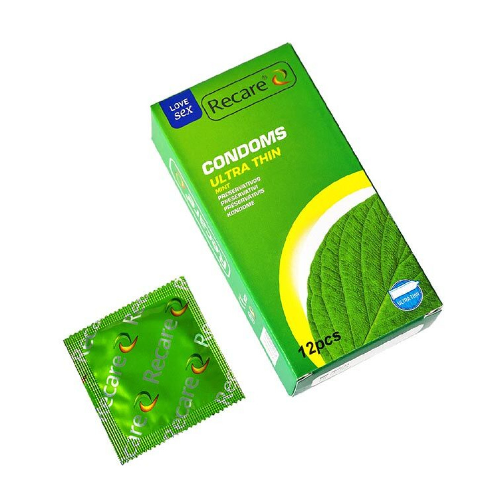 Презервативы - Презервативы Recare Ultra Thin Mint Condoms 12 шт, ультратонкие, аромат: мята 1