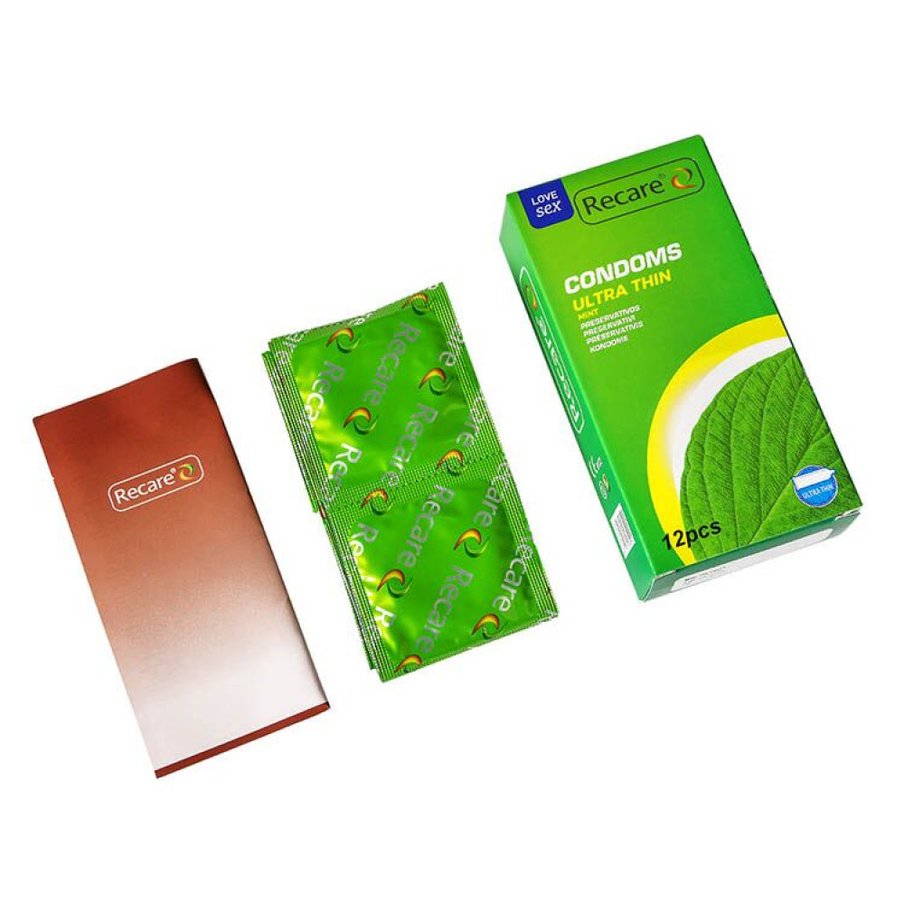 Презервативы - Презервативы Recare Ultra Thin Mint Condoms 12 шт, ультратонкие, аромат: мята 2
