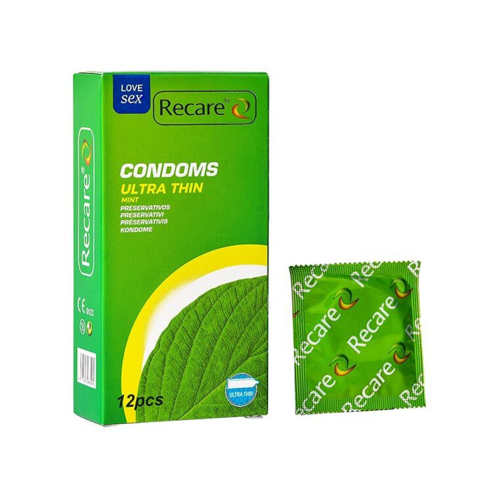 Презервативы - Презервативы Recare Ultra Thin Mint Condoms 12 шт, ультратонкие, аромат: мята