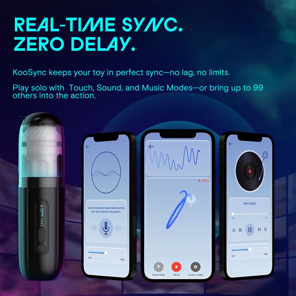 Мастурбаторы с вибрацией - Смарт-мастурбатор Kaotik Labs The Shockwave, режим edging, имитация фрикций 3