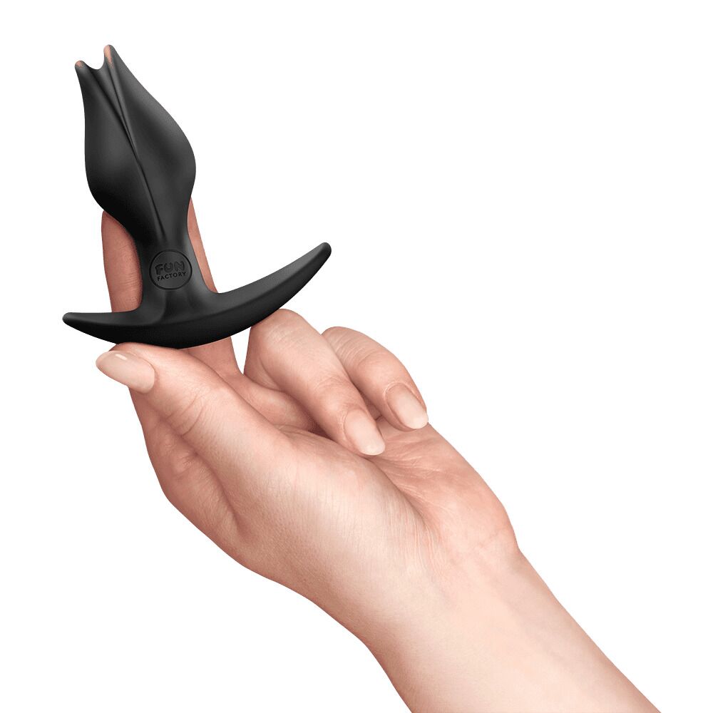 Анальні іграшки без вібрації - Анальна пробка Fun Factory BOOTIE FEM Black, у вигляді бутона, діаметр 2,9 см, тонкий обмежувач 4
