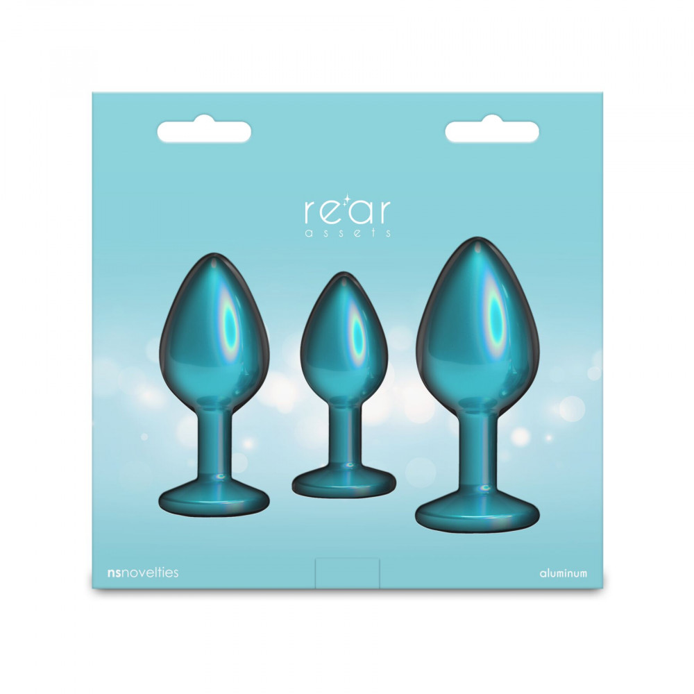 Анальні іграшки - Набір анальних пробок NS Novelties Rear Assets - Trainer Kit - Iridescent Teal - Teal Gem 3