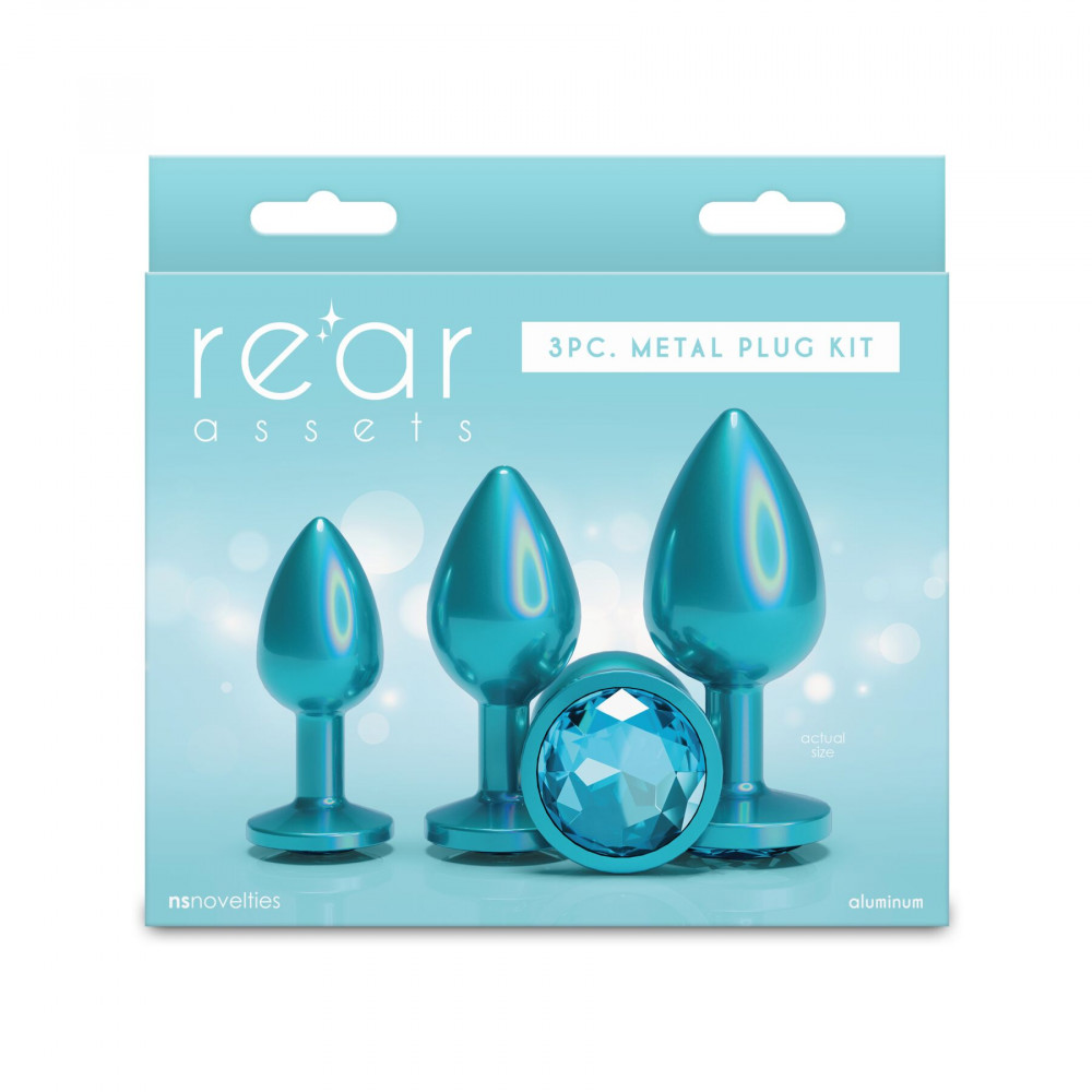 Анальні іграшки - Набір анальних пробок NS Novelties Rear Assets - Trainer Kit - Iridescent Teal - Teal Gem 2