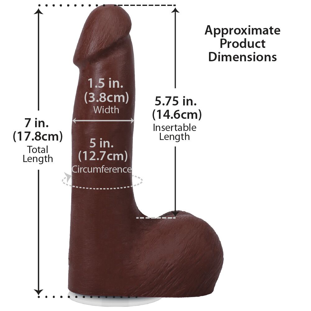 Фалоімітатор - Фалоімітатор Doc Johnson The Realistic Cock ULTRASKYN - 7 Inch with Balls Chocolate 4