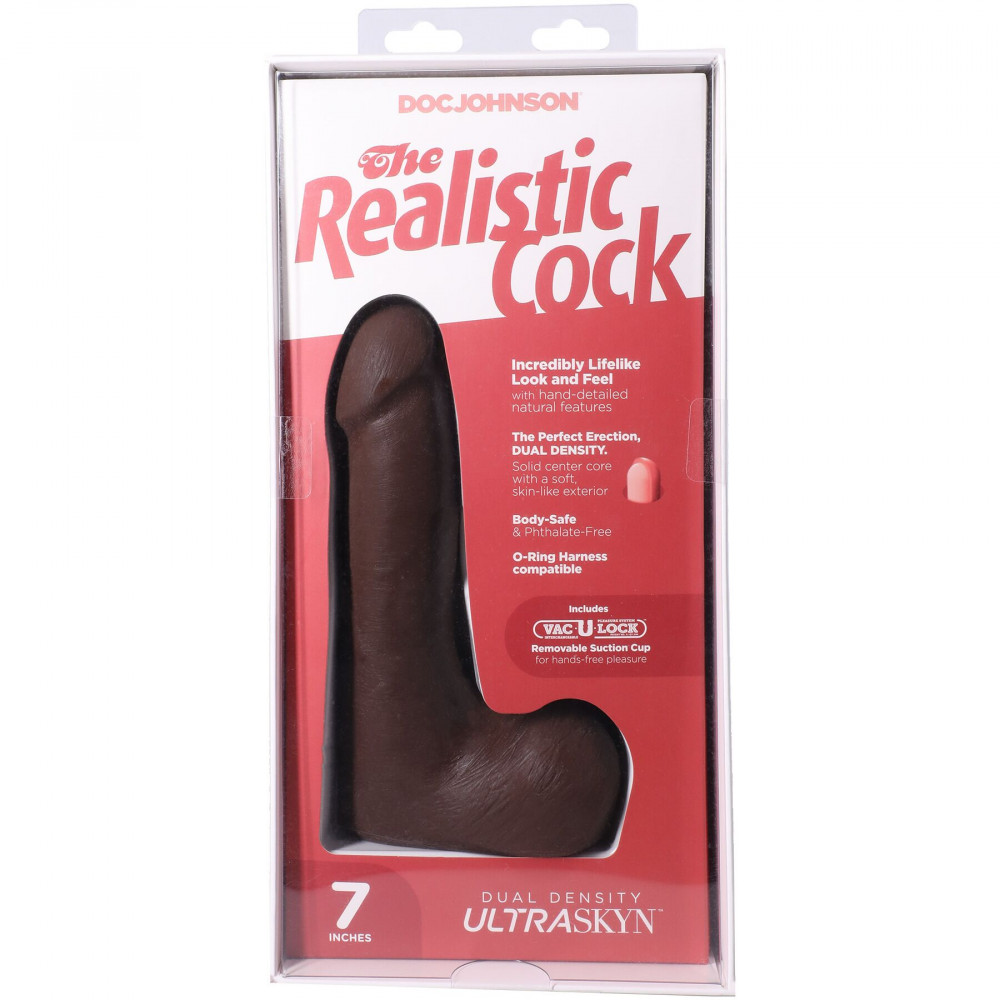 Фалоімітатор - Фалоімітатор Doc Johnson The Realistic Cock ULTRASKYN - 7 Inch with Balls Chocolate 8