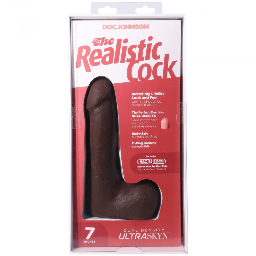 Фалоімітатор - Фалоімітатор Doc Johnson The Realistic Cock ULTRASKYN - 7 Inch with Balls Chocolate 9
