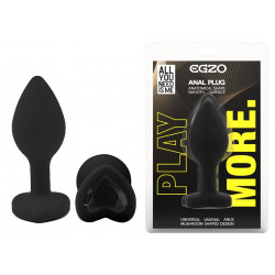 Силіконова анальна пробка EGZO - Silicone Black Heart Plug Black, size S