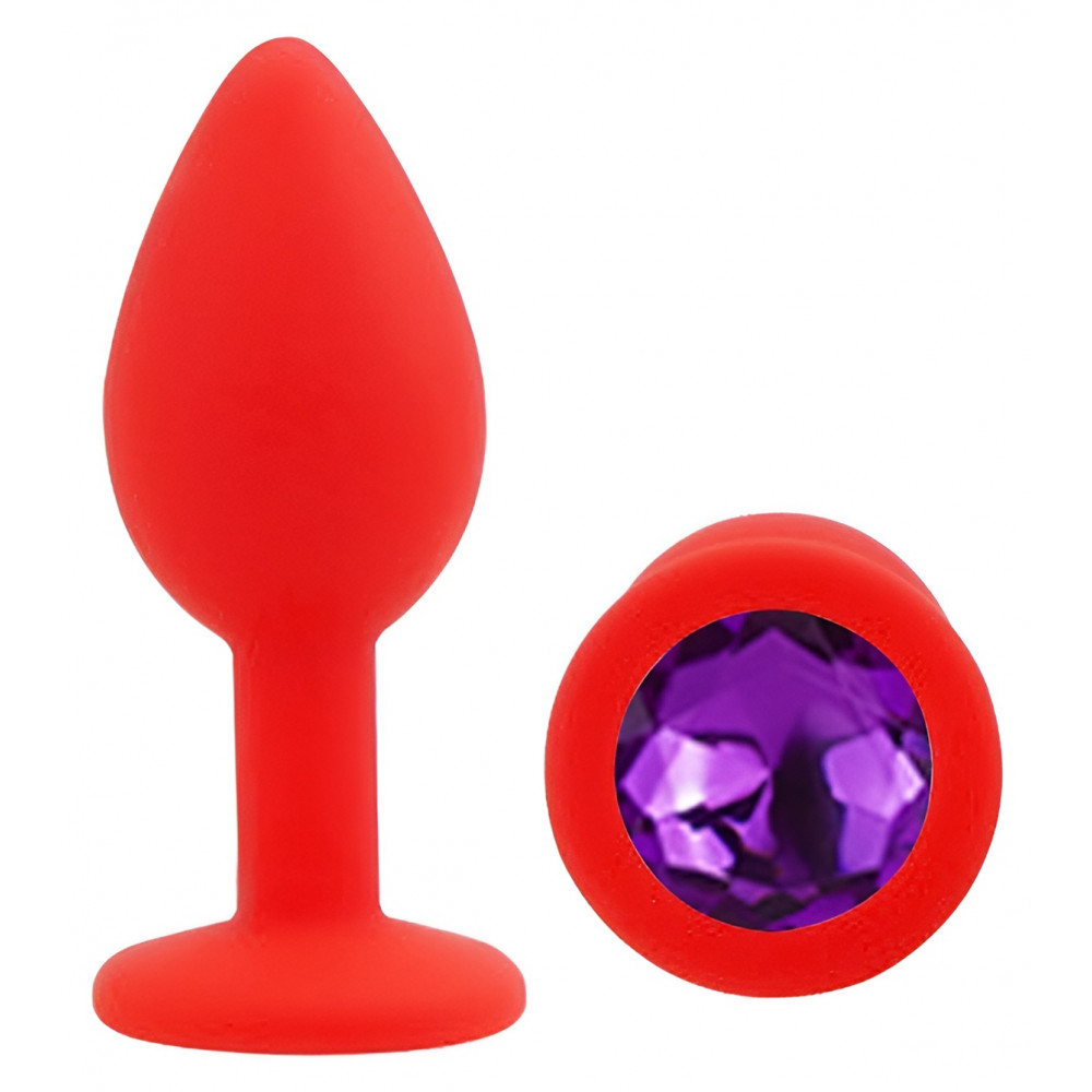 Анальные игрушки без вибрации - Силиконовая анальная пробка EGZO - Silicone Red Round Plug Purple, size S 3