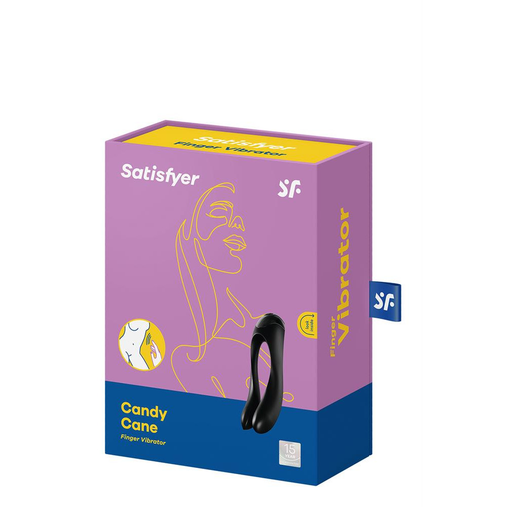 Разное - Универсальный мини вибратор на палец Satisfyer Candy Cane черный 6