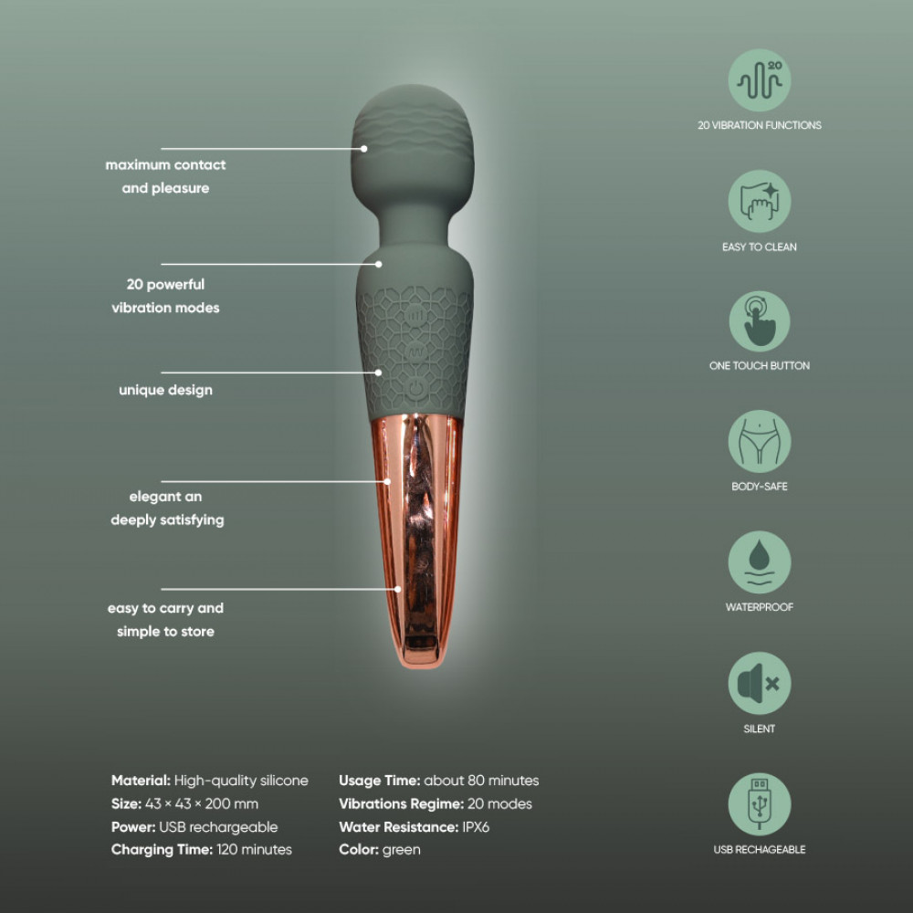 Для LGBTQ+ - Вібратор-мікрофон Sweet Em, зелений із золотою ручкою 3